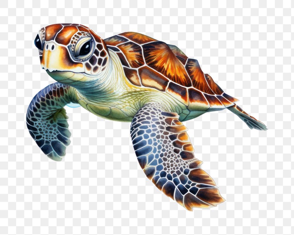 PNG Baby sea turtle swimming reptile cartoon. AI generated Image by rawpixel.