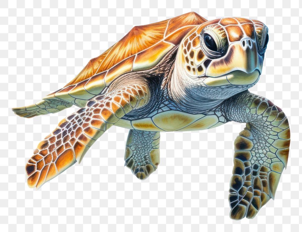 PNG Baby sea turtle swimming reptile drawing. AI generated Image by rawpixel.