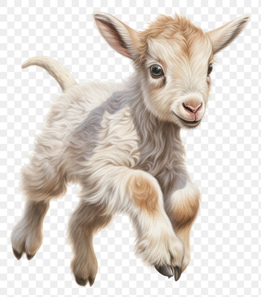 PNG Baby Goat jumping livestock mammal animal. AI generated Image by rawpixel.