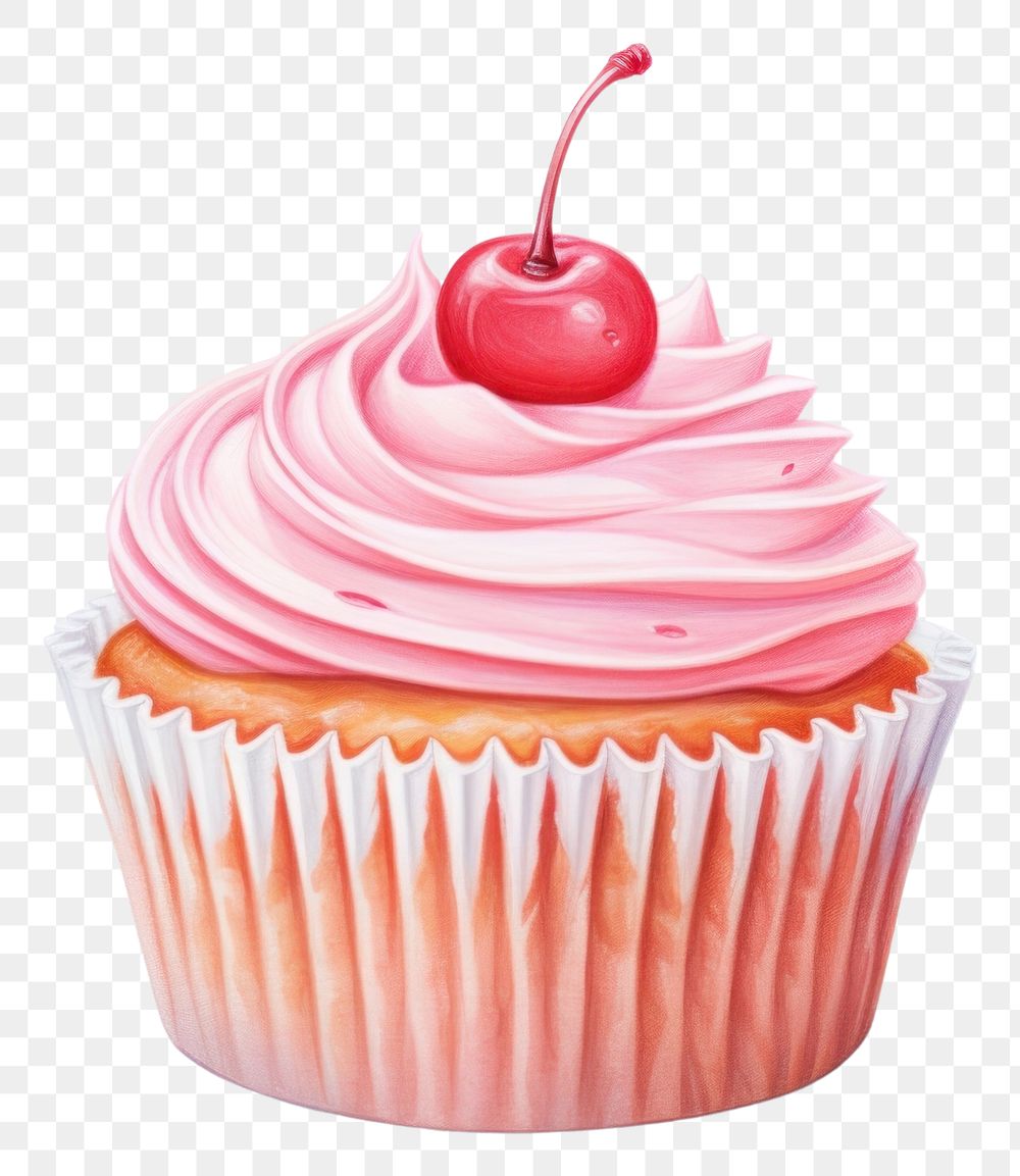 PNG Cherry cupcake dessert cream food. AI generated Image by rawpixel.