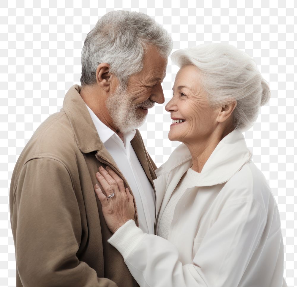 PNG Romantic senior couple adult white  