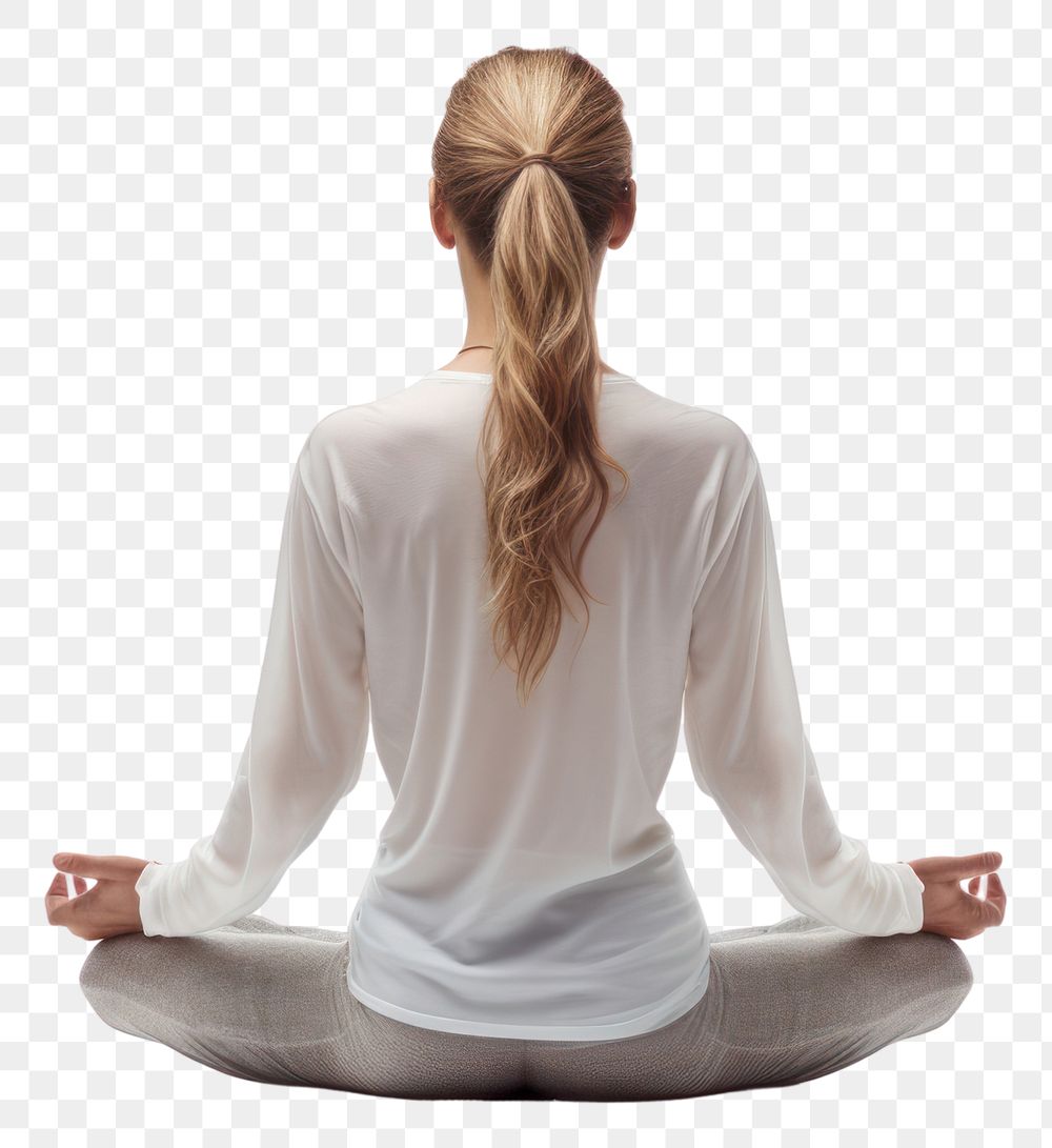PNG Woman meditating fitness sitting adult yoga. AI generated Image by rawpixel.
