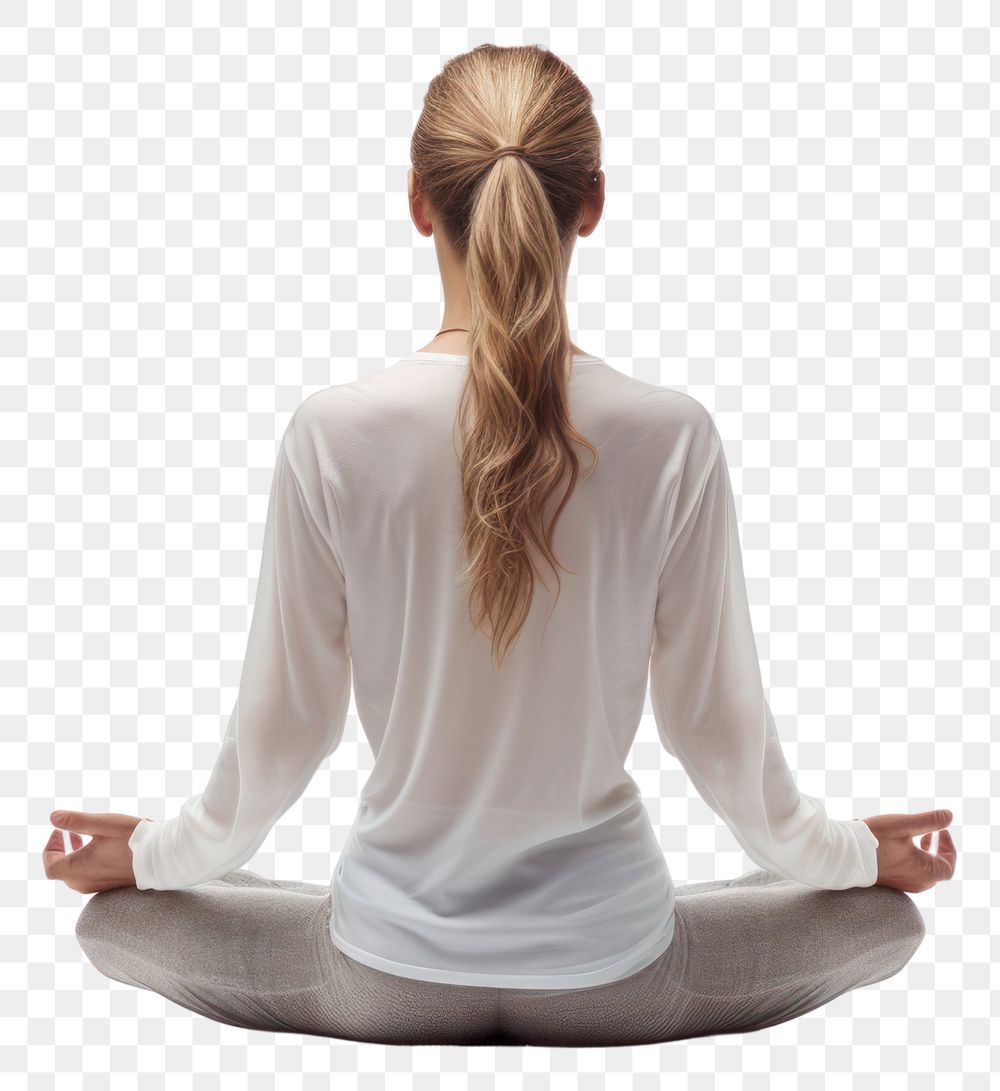 PNG Woman meditating fitness sitting adult yoga. 