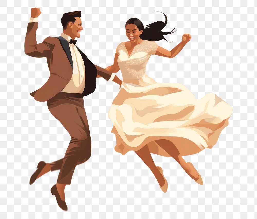 PNG Wedding couple jumping dancing adult entertainment. AI generated Image by rawpixel.