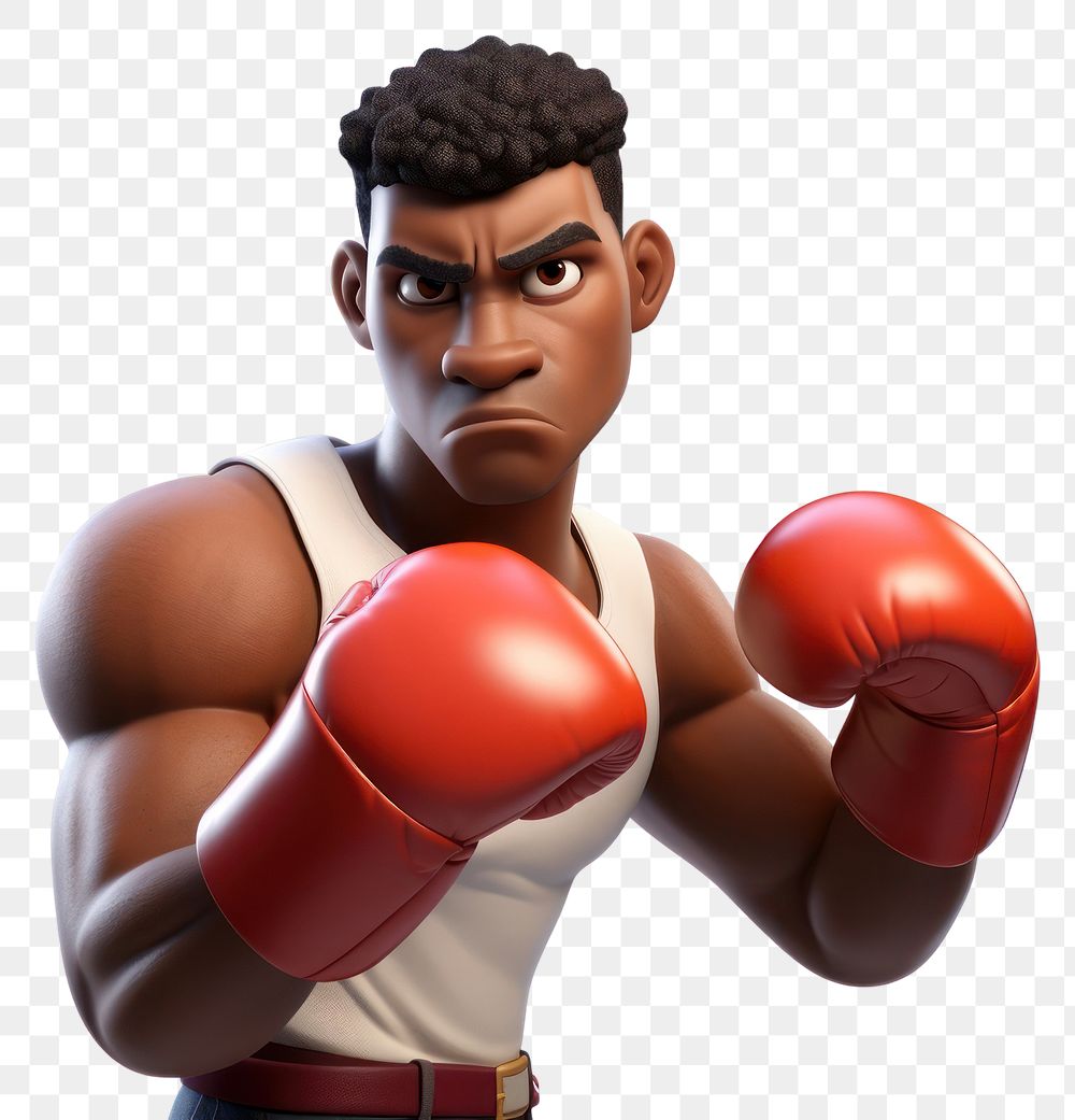 PNG Black man play boxing punching cartoon sports. 