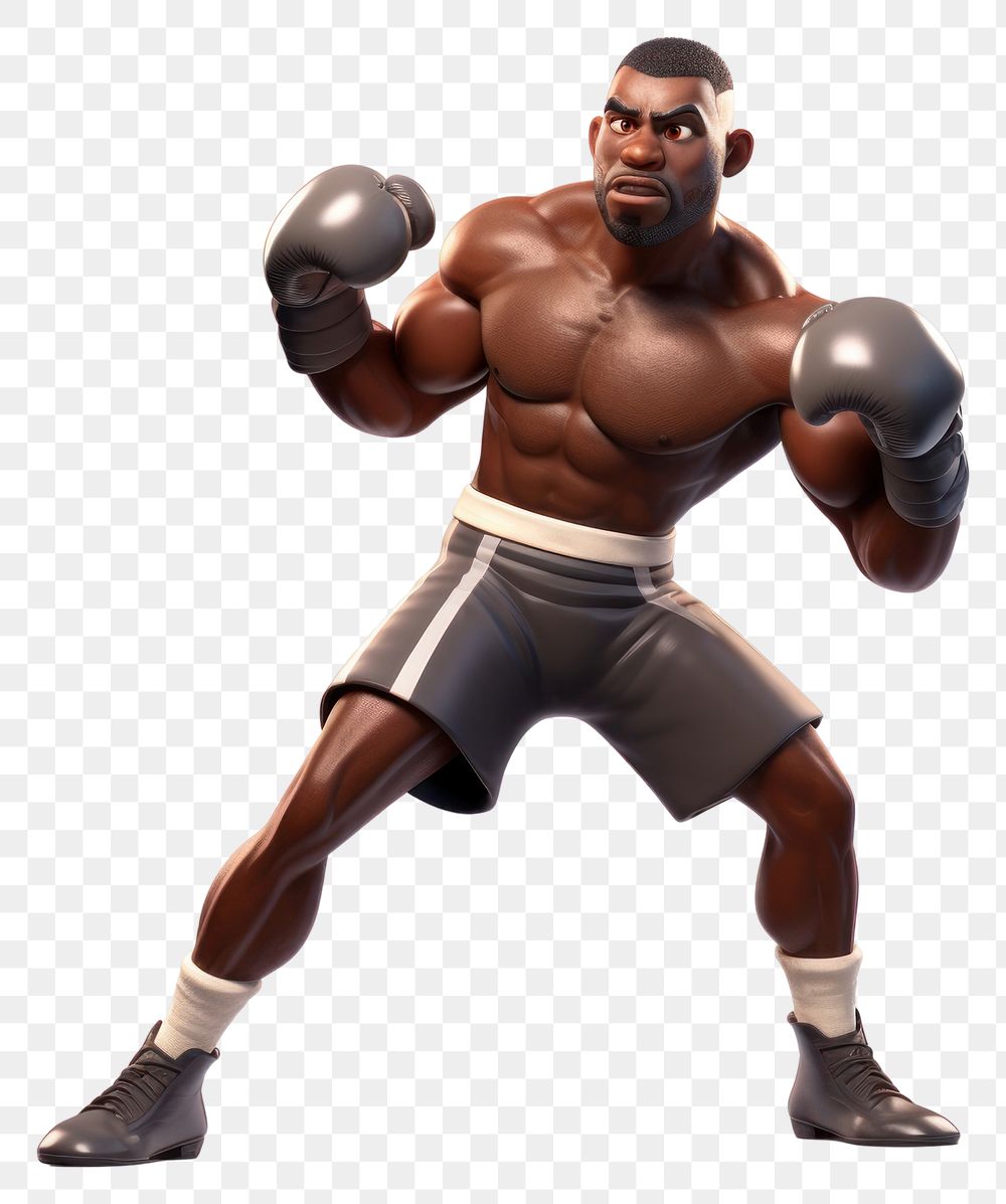 PNG  Black man Uppercut punch play boxing punching sports adult. 