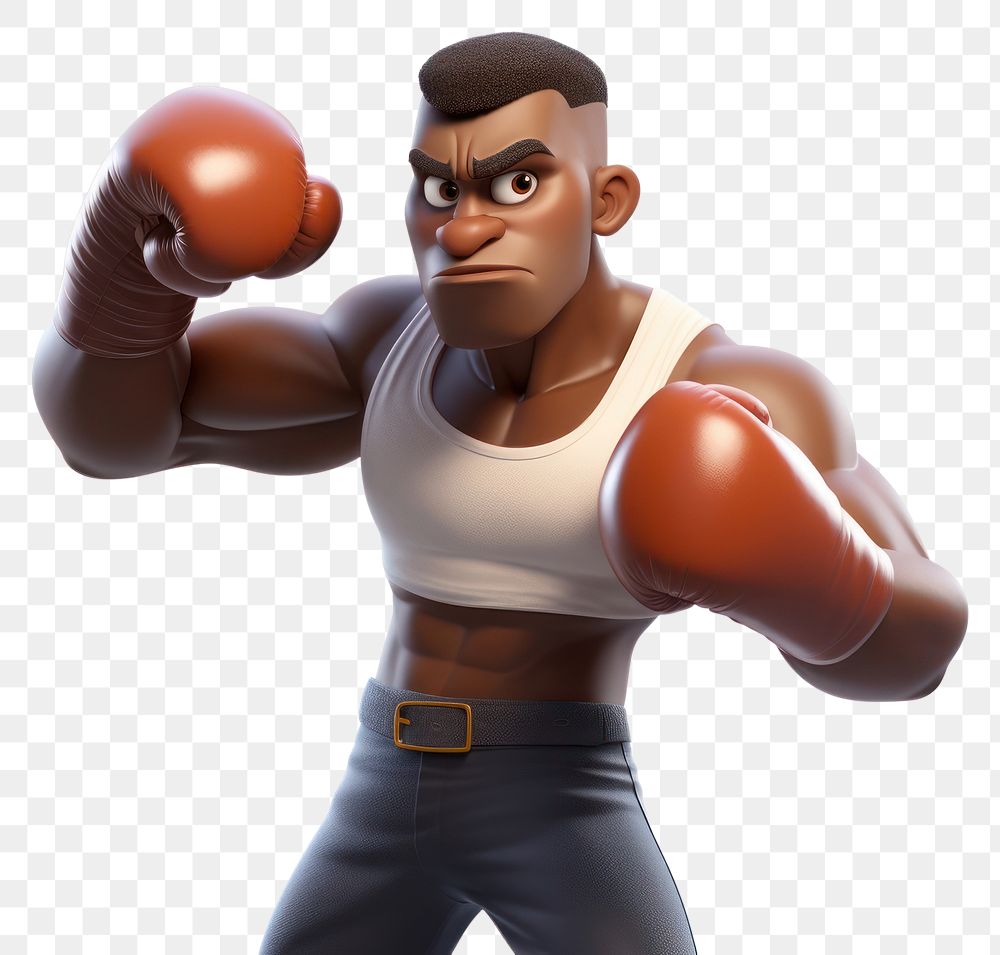 PNG  Black man Uppercut punch play boxing punching cartoon sports. AI generated Image by rawpixel.