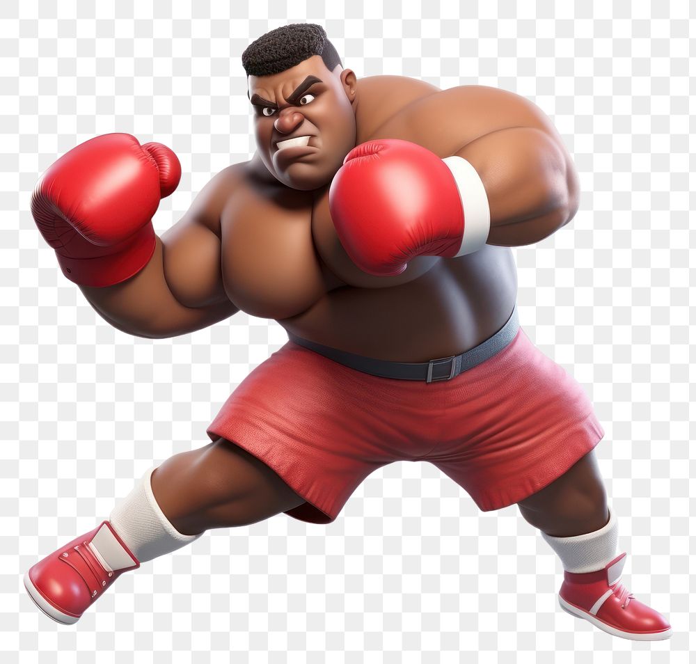 PNG Chubby black man Uppercut punch play boxing punching cartoon sports. 