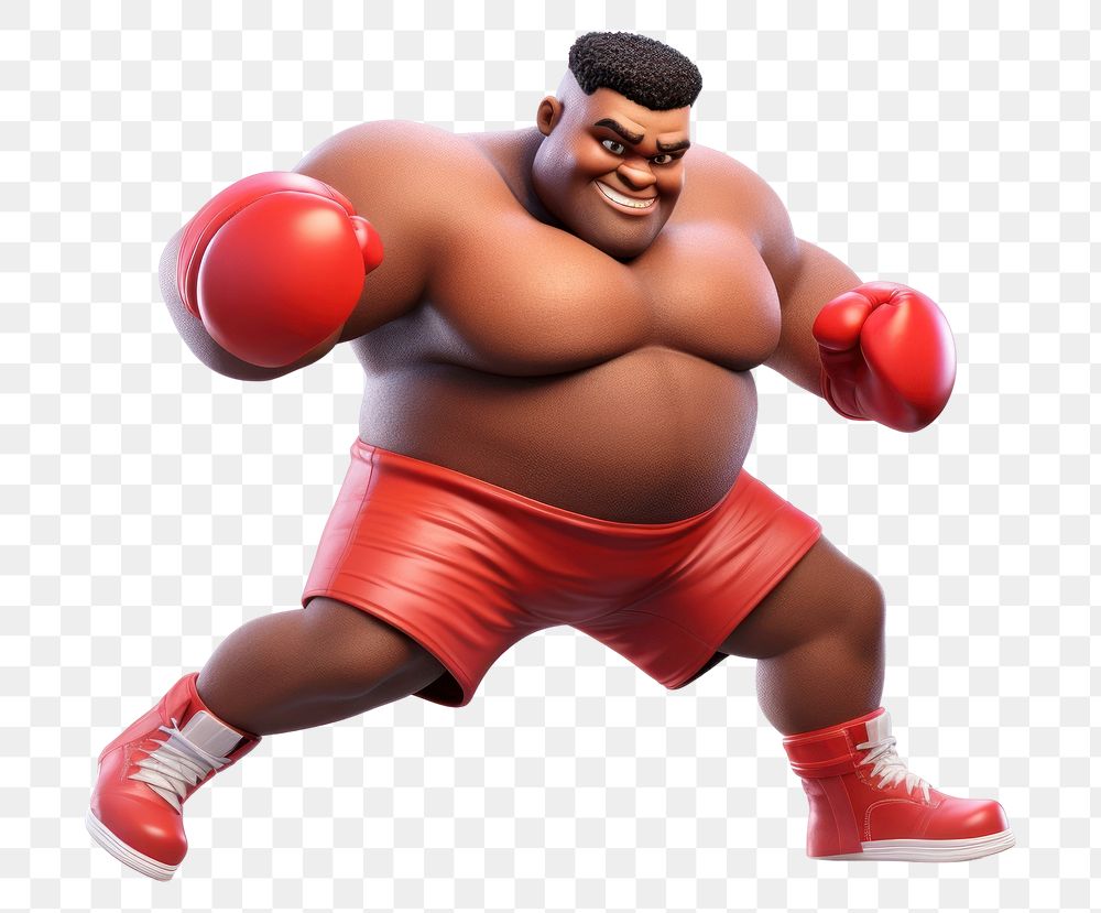 PNG Chubby black man Uppercut punch play boxing punching cartoon sports. AI generated Image by rawpixel.