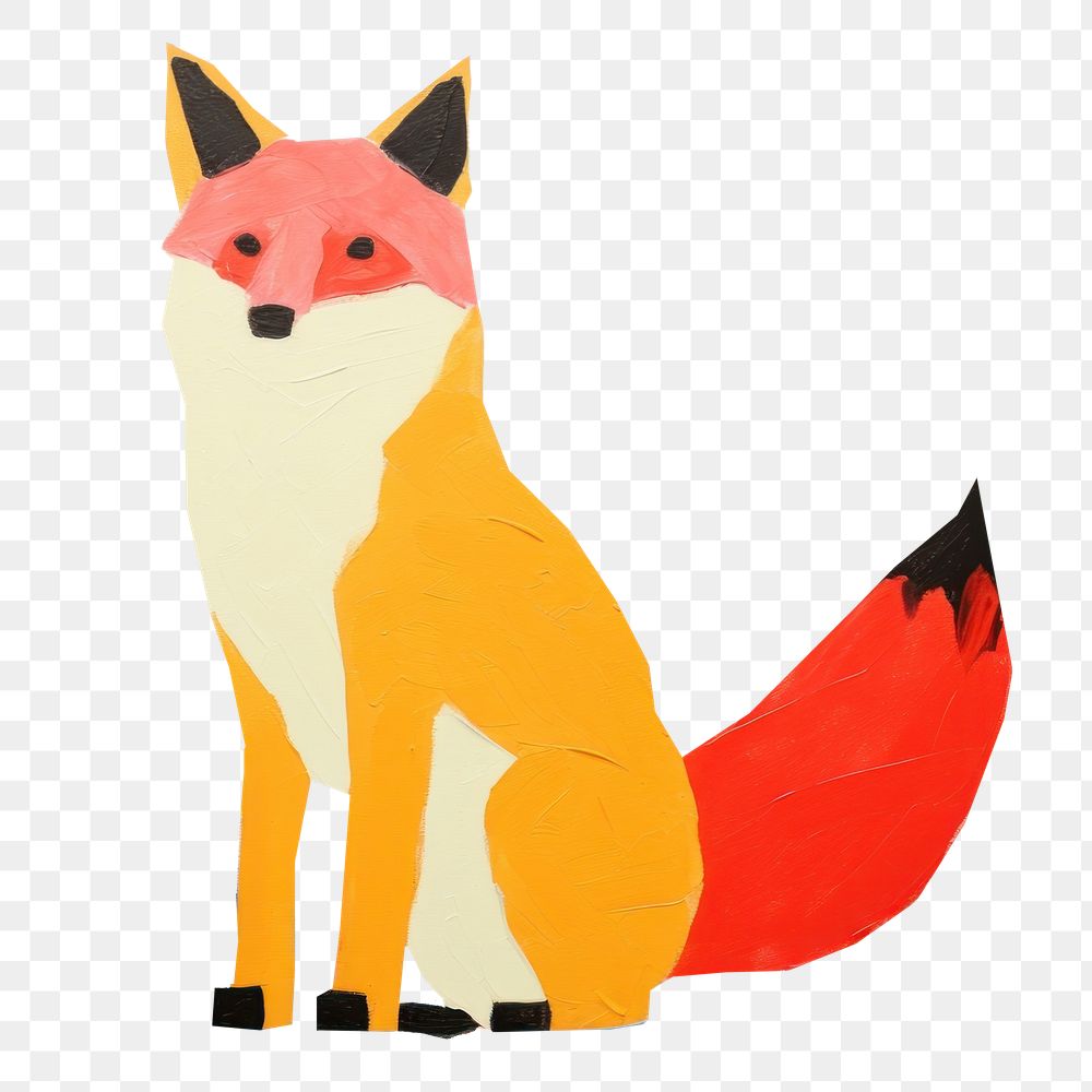 PNG Fox art painting animal. AI generated Image by rawpixel.