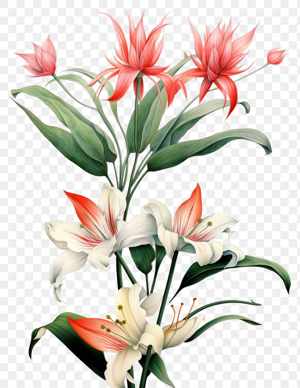 PNG Botanical flower plant lily. AI generated Image by rawpixel.