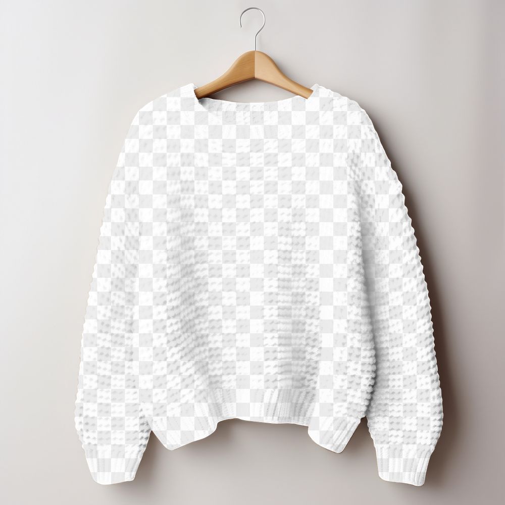 Knitted sweater png transparent mockup