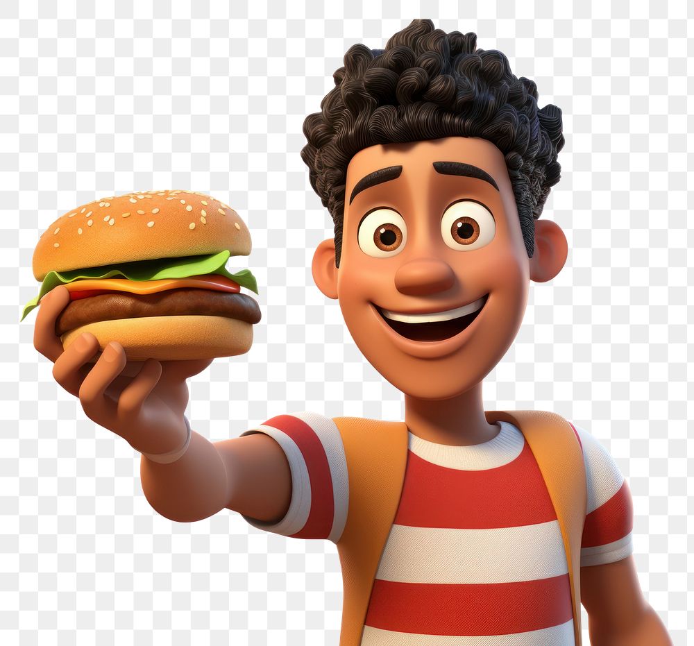 PNG Hamburger holding cartoon food. AI generated Image by rawpixel.