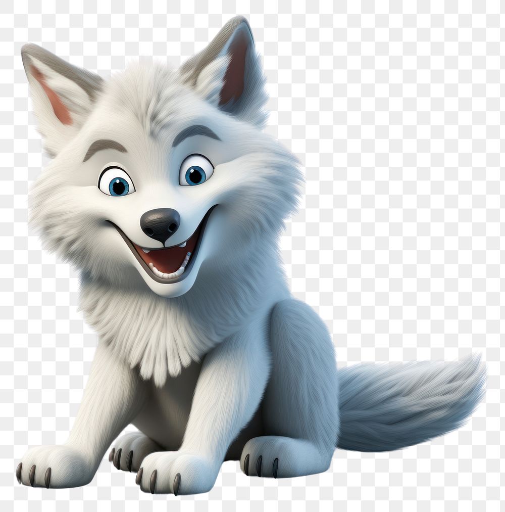 PNG Cartoon cute wolf mammal animal white. AI generated Image by rawpixel.