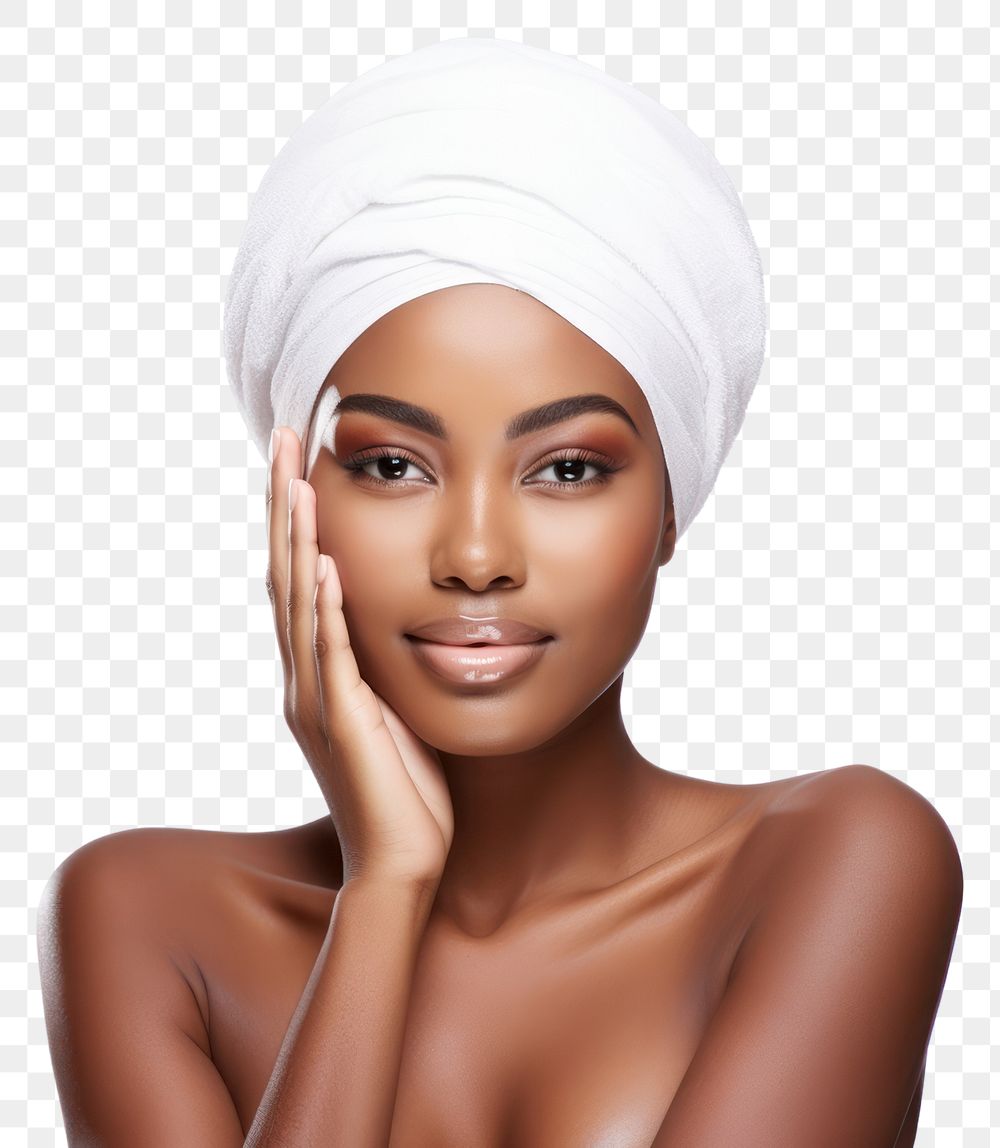 PNG Body care portrait turban towel. AI generated Image by rawpixel.