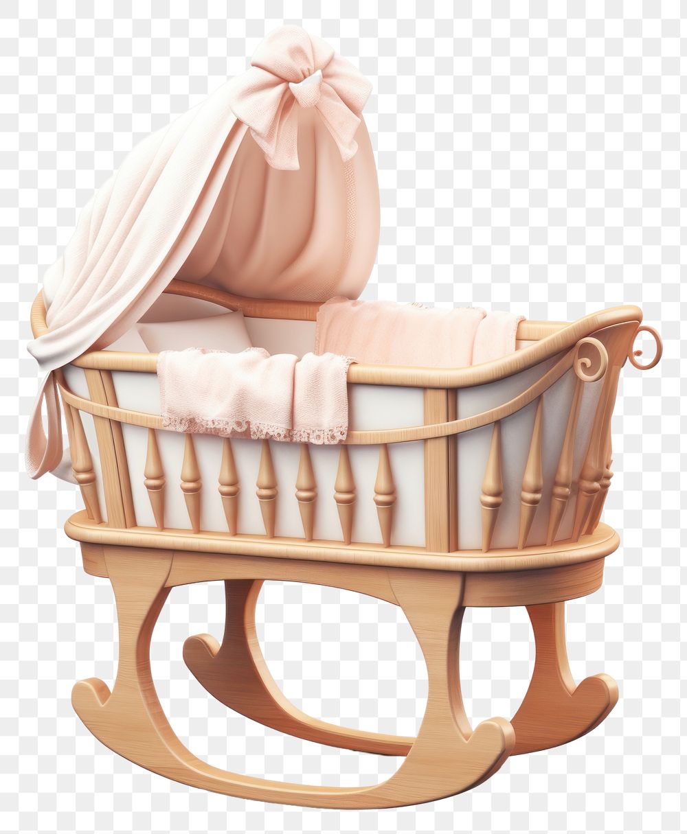 PNG Baby cradle furniture crib cute. AI generated Image by rawpixel.