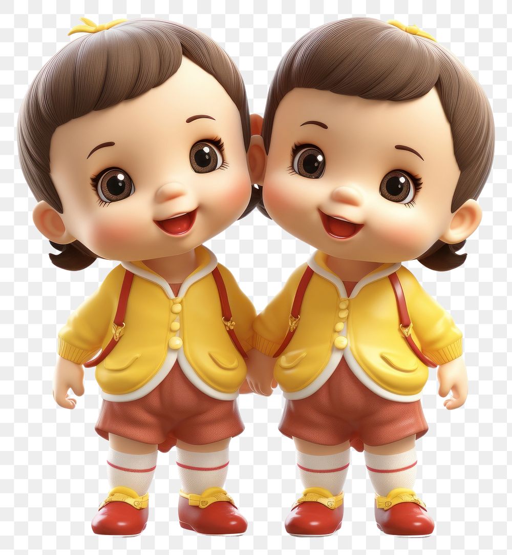 PNG Baby twin cute doll toy. AI generated Image by rawpixel.