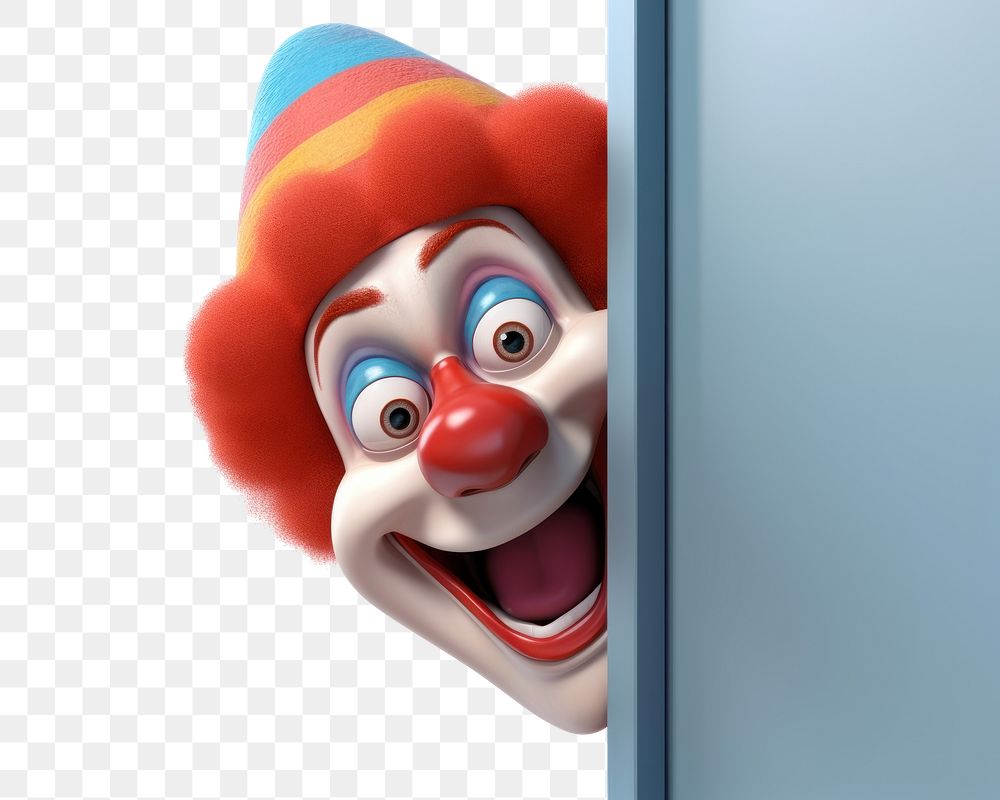 PNG Clown peeking cartoon red performer. AI generated Image by rawpixel.
