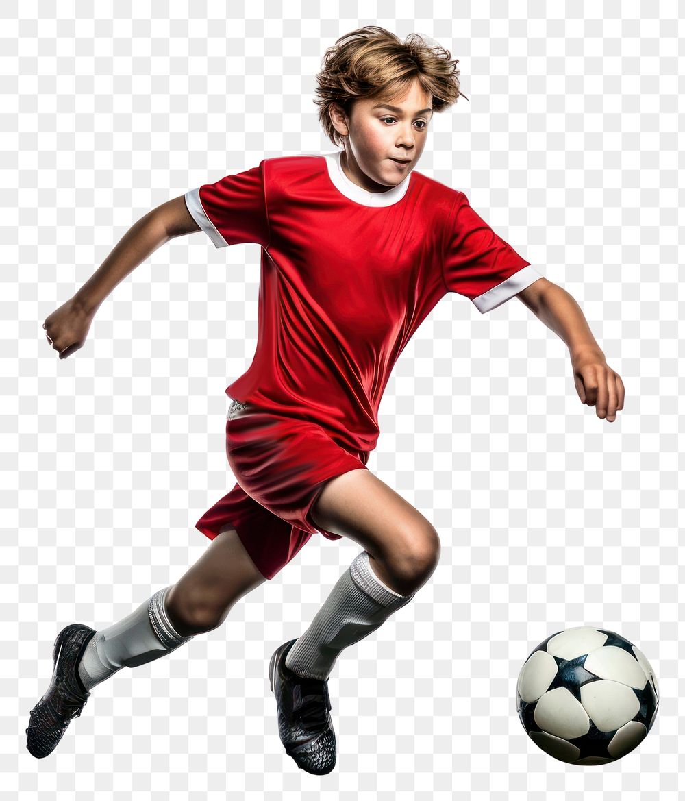 PNG Young footballer kicking sports soccer. AI generated Image by rawpixel.