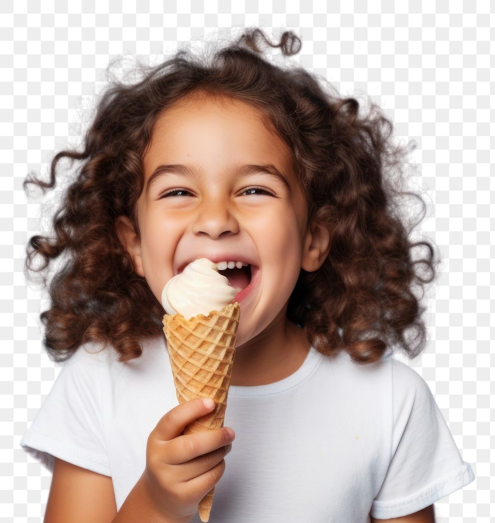 PNG Kid eating ice cream cheerful dessert child