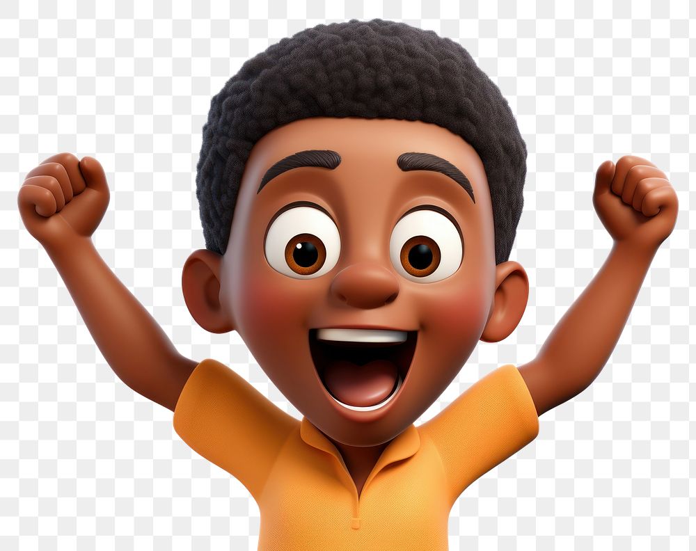 PNG Excited black boy cartoon white background excitement. AI generated Image by rawpixel.