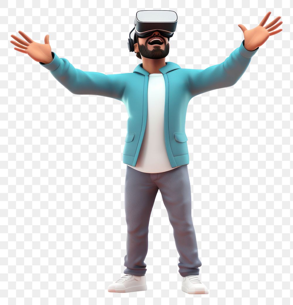 PNG Man wearing vr cartoon adult white background. AI generated Image by rawpixel.