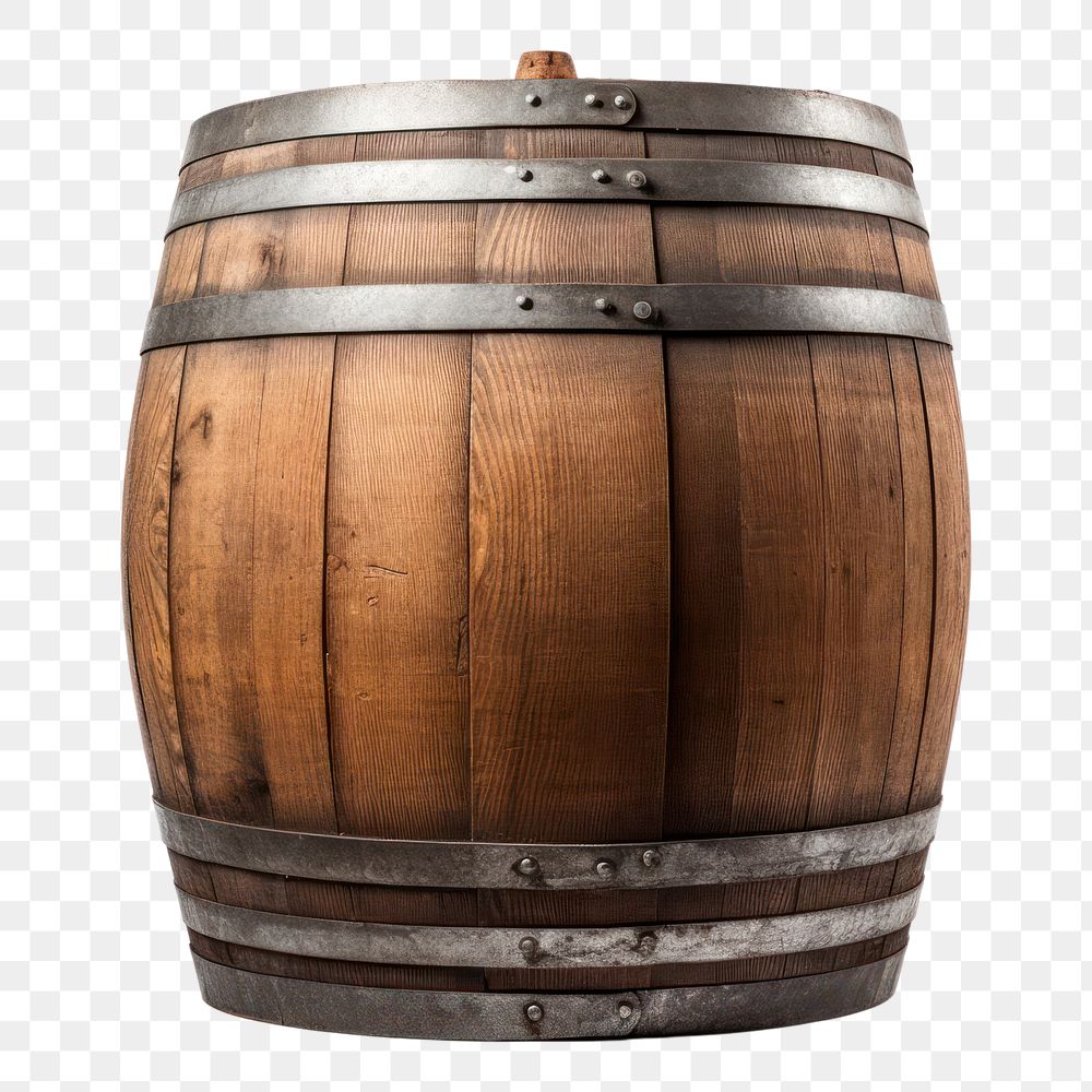 PNG Old wooden wine barrel keg white background