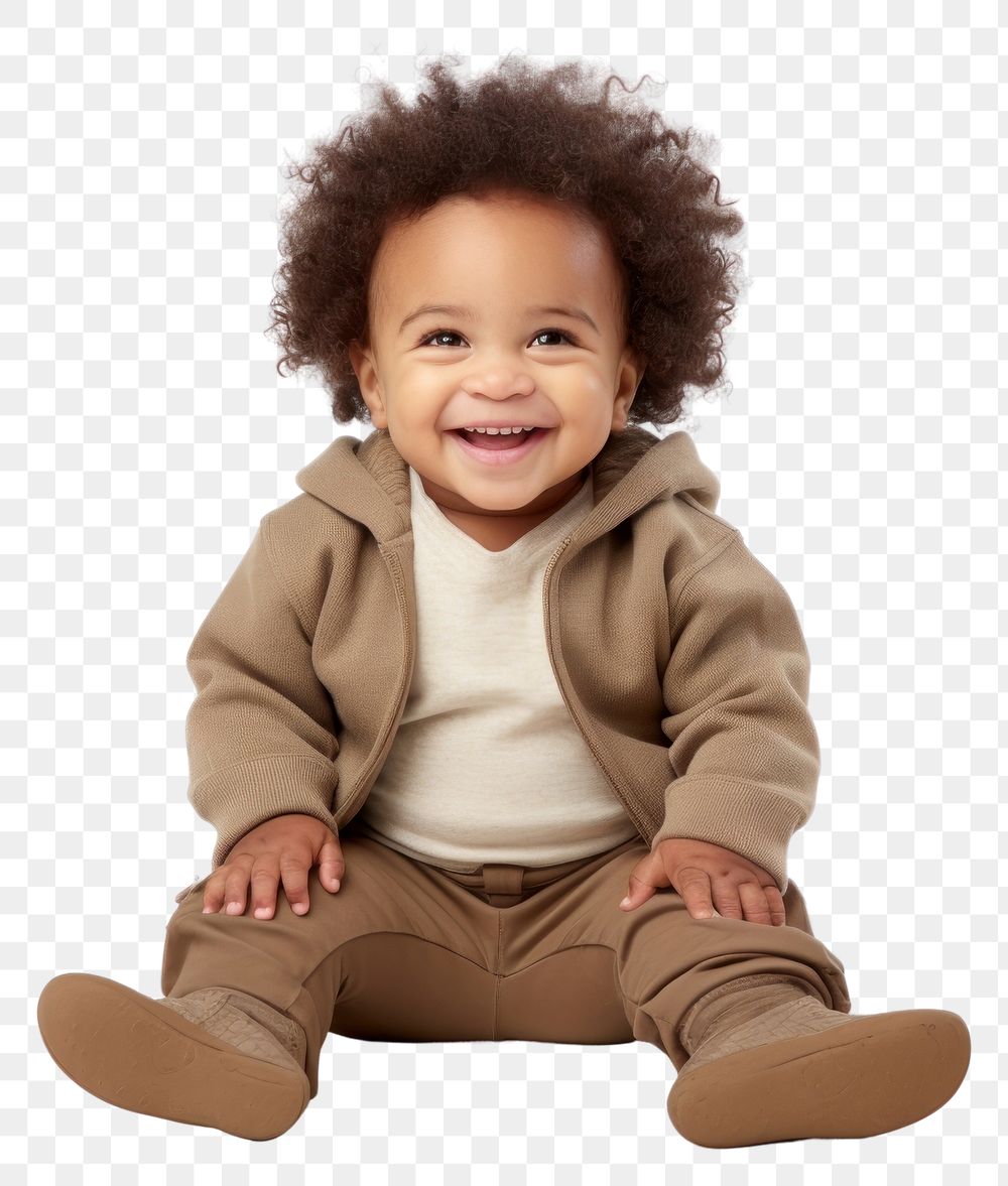 PNG African American baby portrait sitting smile