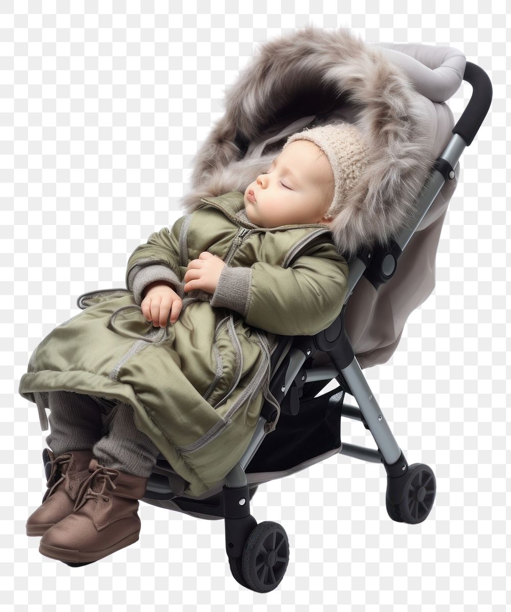 PNG Baby sleeping stroller baby coat toy. AI generated Image by rawpixel.