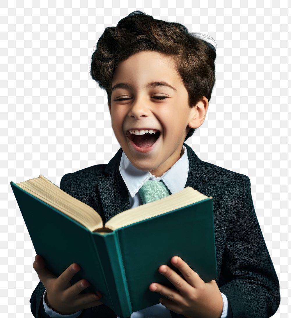 PNG School boy laughing book publication. AI generated Image by rawpixel.