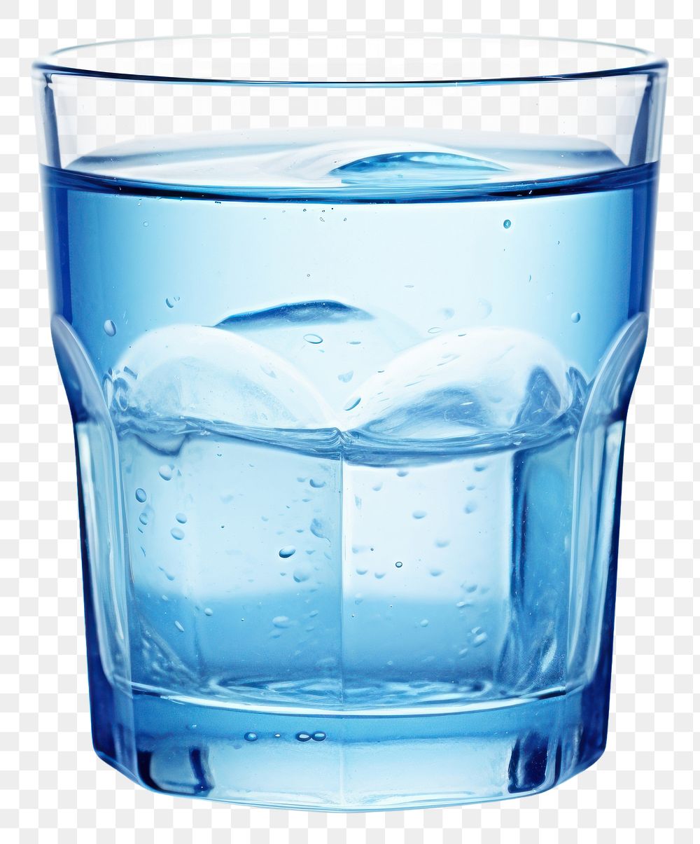 PNG Glass blue white background refreshment. AI generated Image by rawpixel.