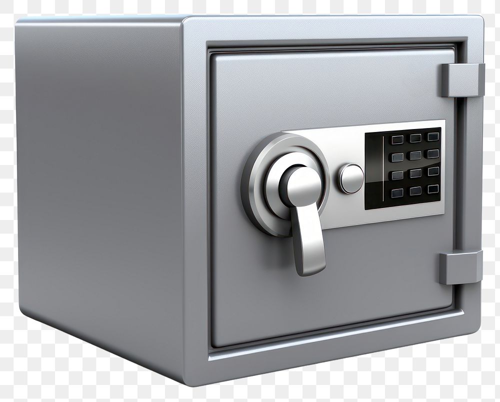 PNG Security metal safe box white background electronics technology. AI generated Image by rawpixel.