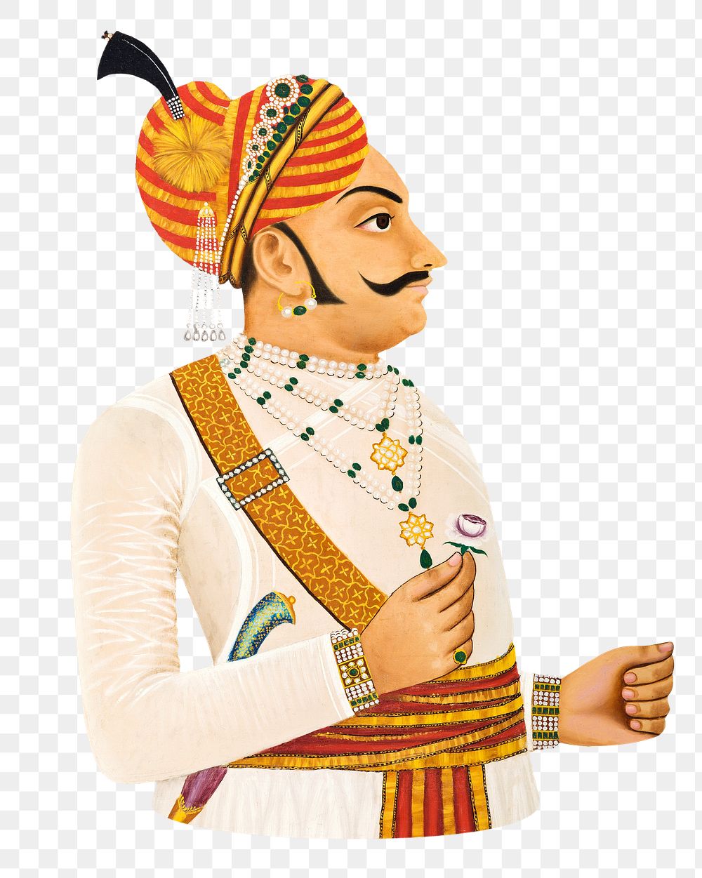 PNG Thakur Yaswanta Singh, vintage man illustration, transparent background. Remixed by rawpixel.