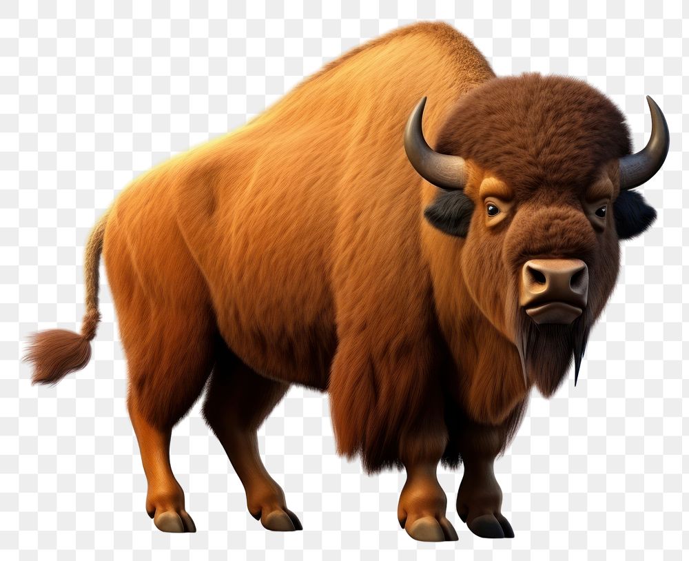 PNG  American bison livestock wildlife cartoon. AI generated Image by rawpixel.