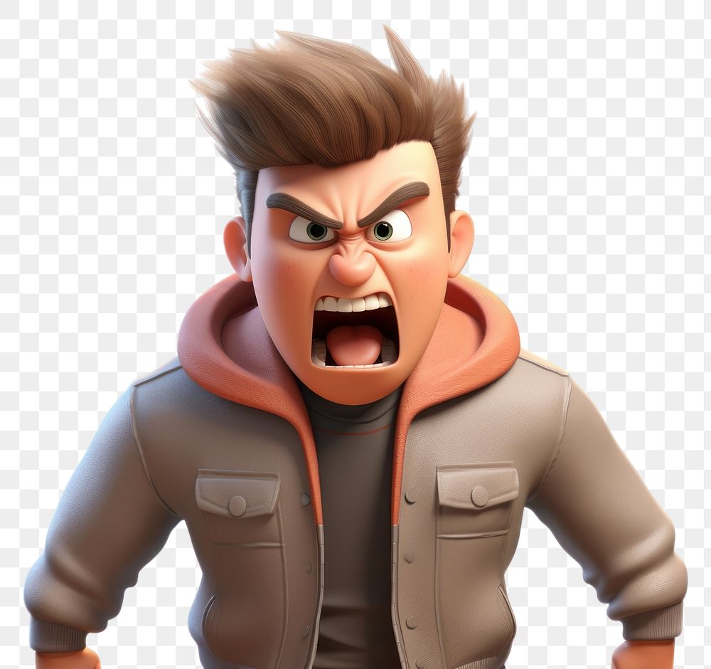 PNG  Angry young man cartoon aggression technology. AI generated Image by rawpixel.