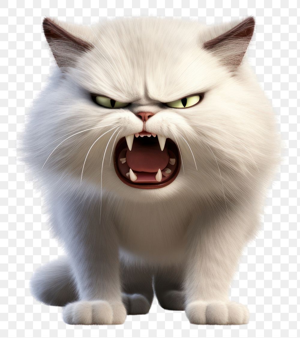 PNG Cat angry face cartoon mammal animal. AI generated Image by rawpixel.
