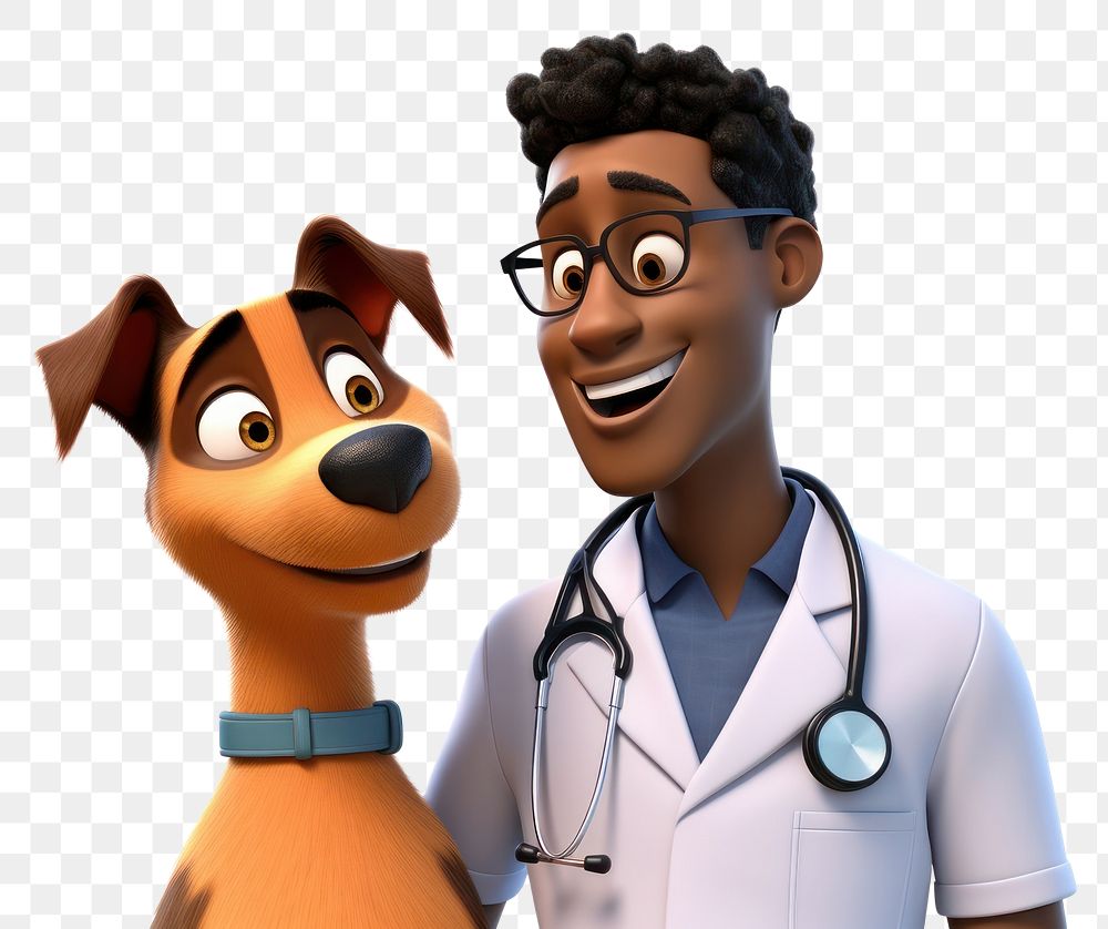 PNG Black man veterinarian cartoon doctor adult. AI generated Image by rawpixel.