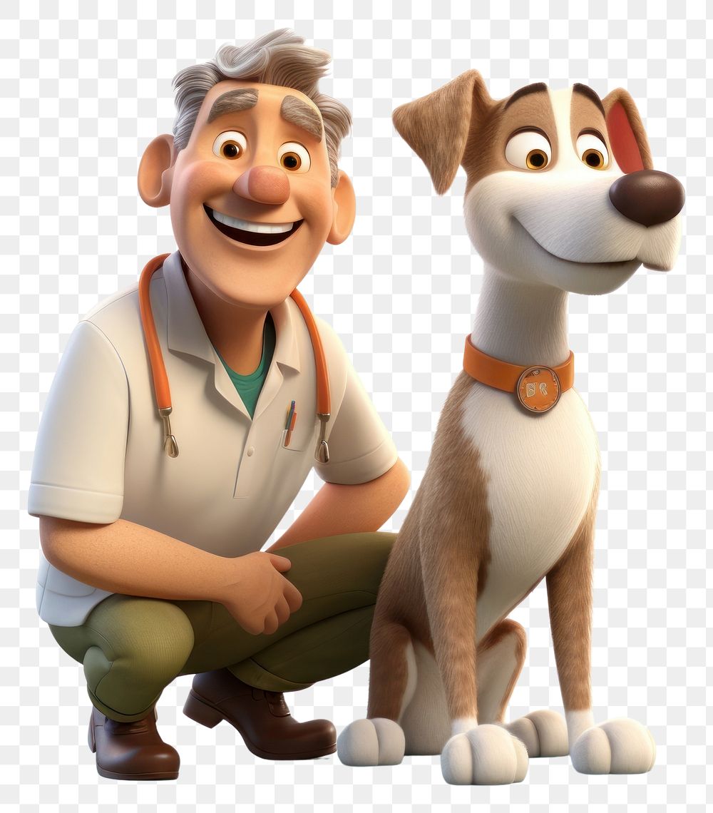 PNG Old veterinarian cartoon doctor dog. AI generated Image by rawpixel.