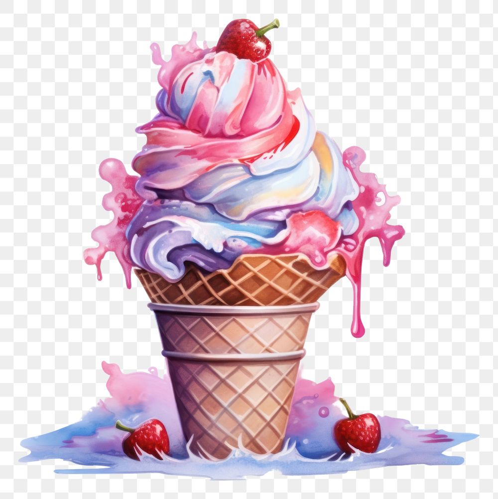 PNG Ice cream dessert food strawberry. AI generated Image by rawpixel.