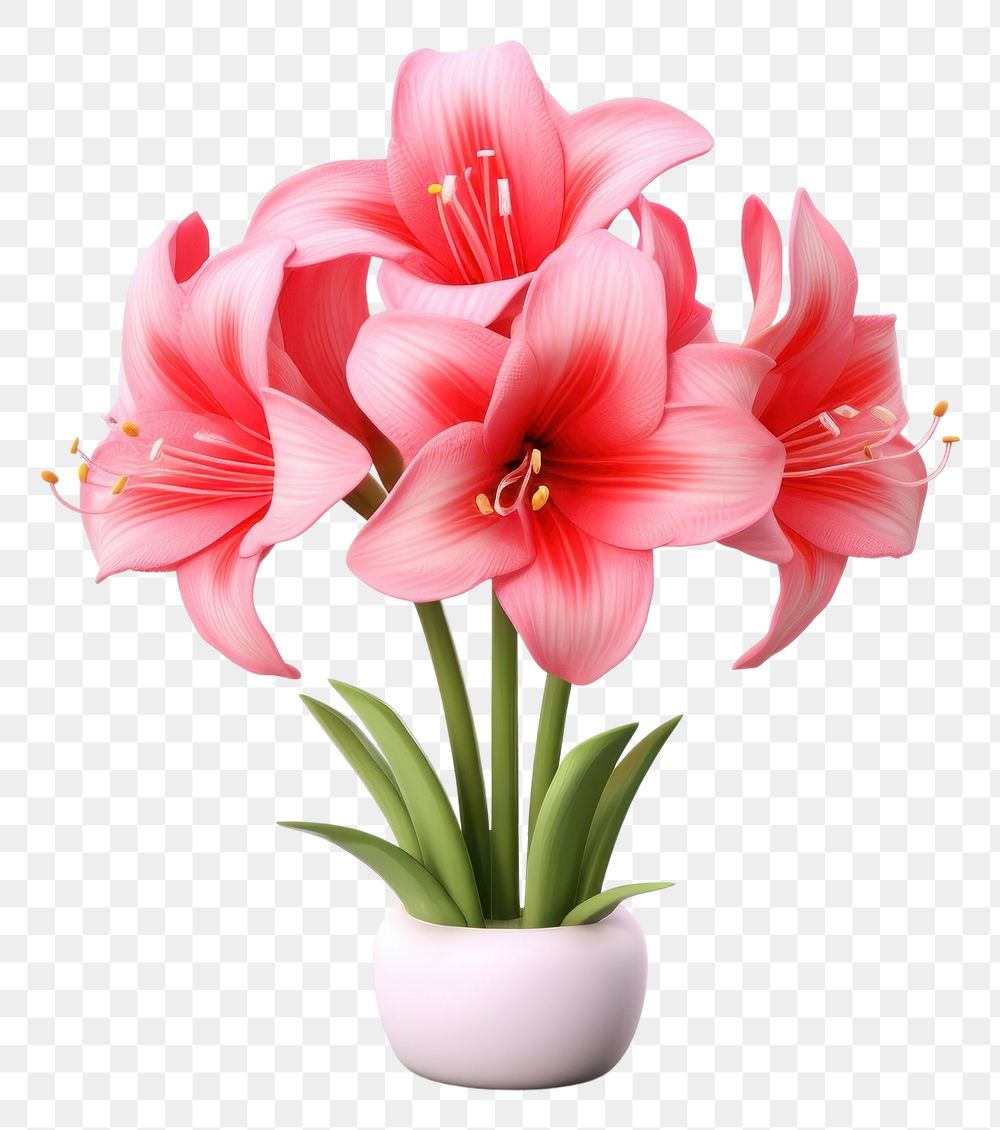 PNG Amaryllis flower plant white background. AI generated Image by rawpixel.