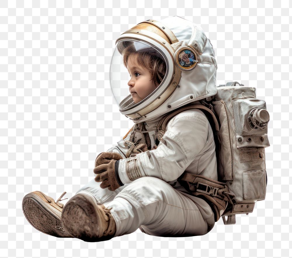 PNG Astronaut sitting helmet white background. AI generated Image by rawpixel.
