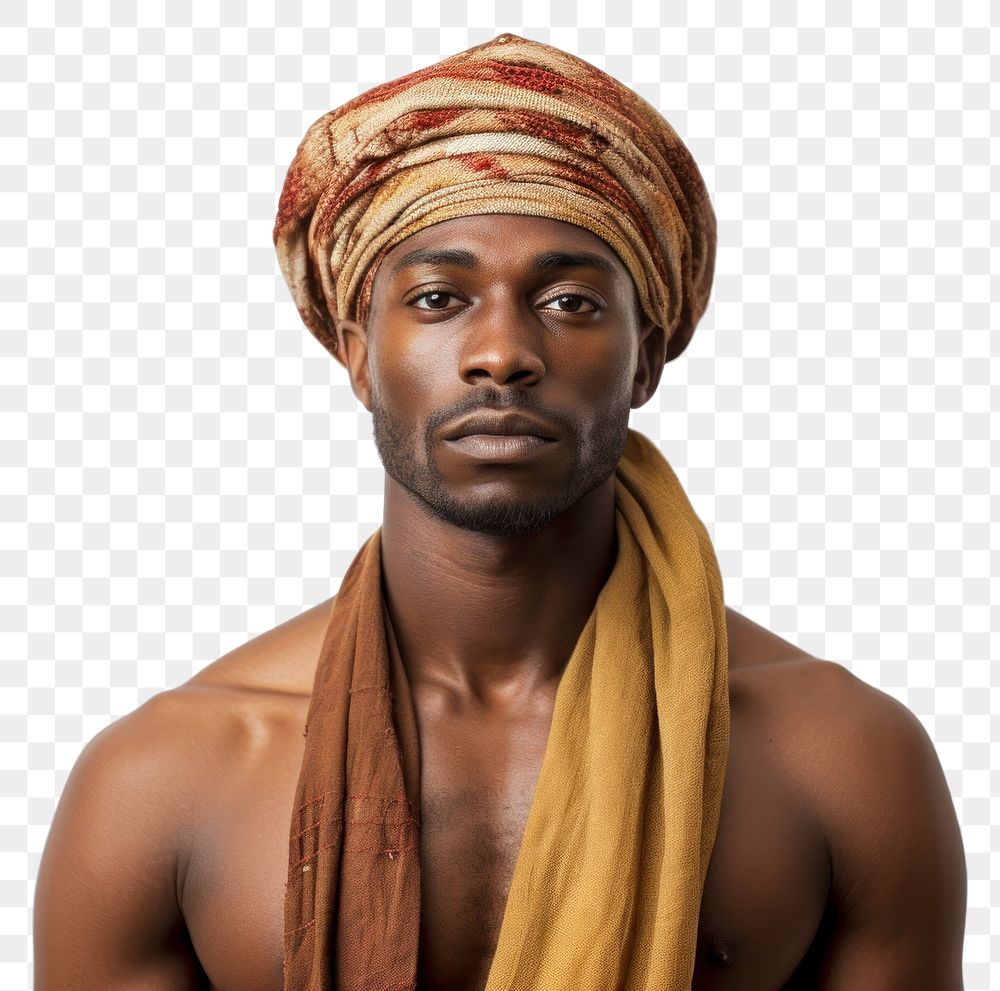 PNG African man portrait turban adult. AI generated Image by rawpixel.
