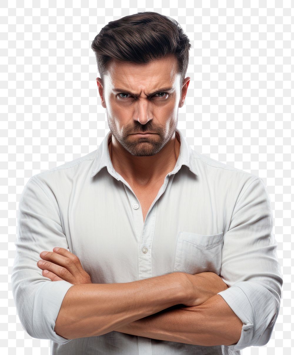 PNG Angry man portrait worried adult. AI generated Image by rawpixel.
