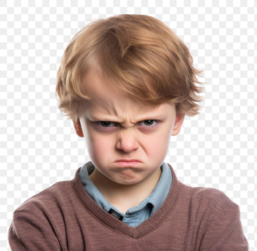 PNG Kid angry face portrait worried photo. AI generated Image by rawpixel.