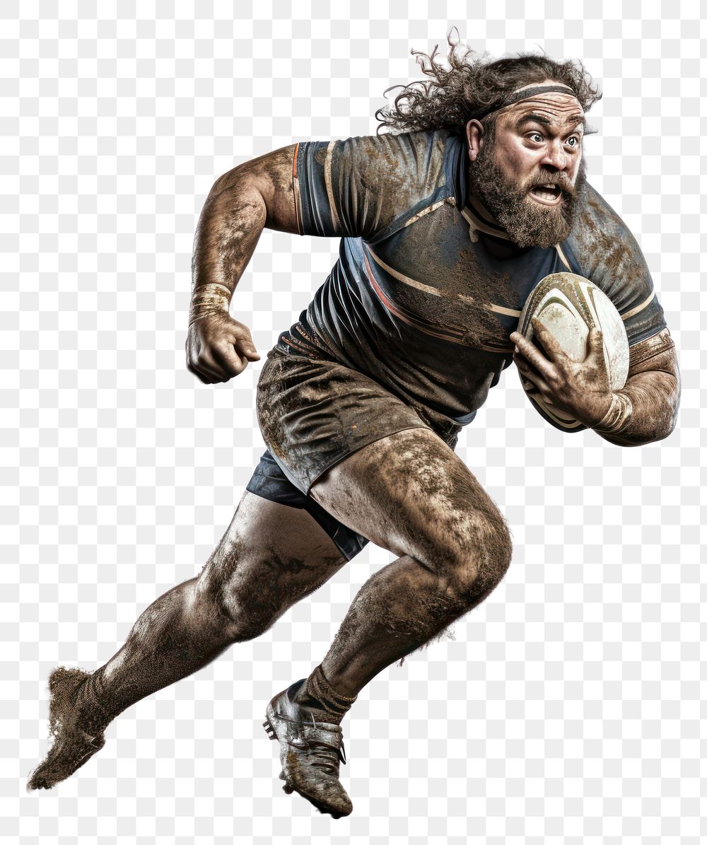 PNG Man playing rugby sports adult white background. AI generated Image by rawpixel.