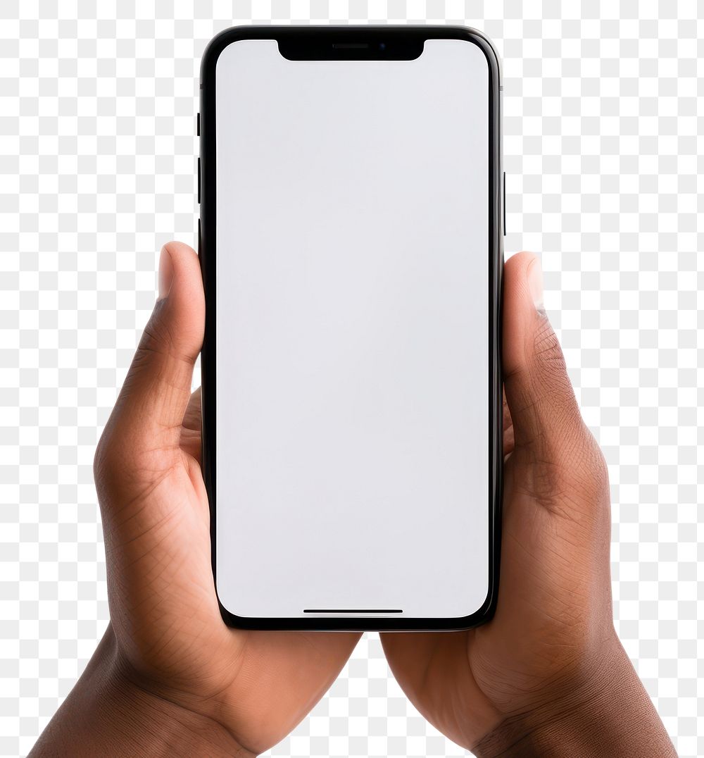 PNG  Smartphone person hand white background. AI generated Image by rawpixel.