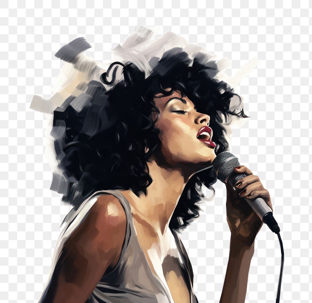 PNG Jazz singer microphone portrait adult. AI generated Image by rawpixel.