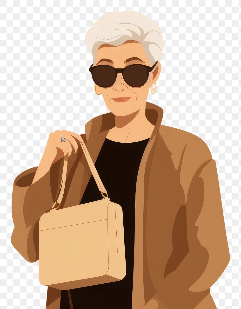 PNG Grandmother glasses handbag holding. AI generated Image by rawpixel.