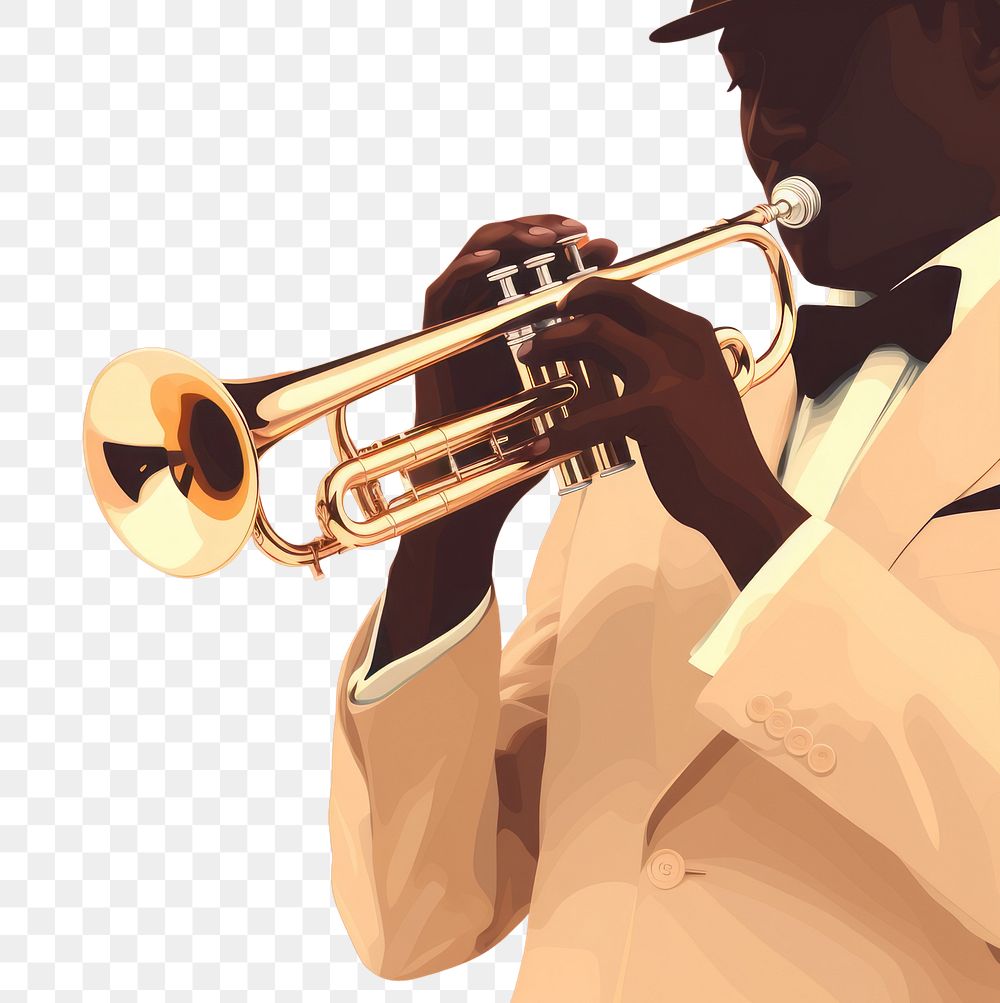 PNG Trumpeter playing jazz music performance trombone. AI generated Image by rawpixel.