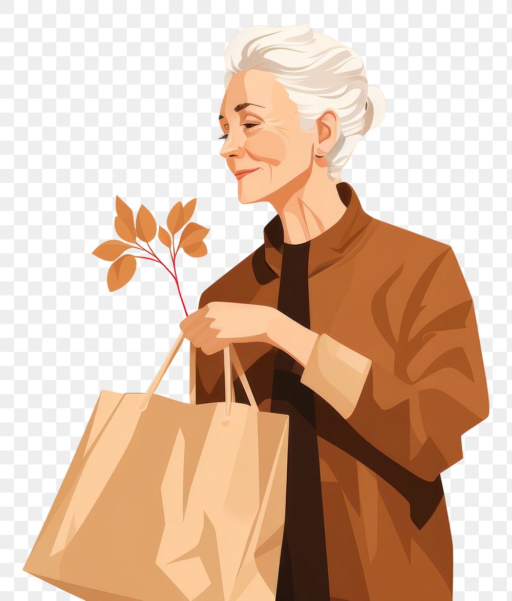 PNG Grandmother bag holding adult. AI generated Image by rawpixel.